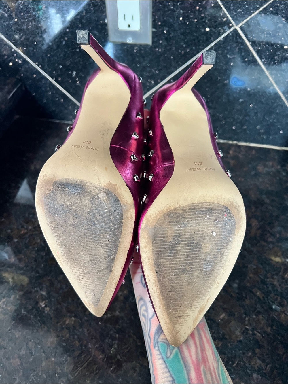 Nine West Hot Pink Heart Studded Heels - Picture 6 of 7